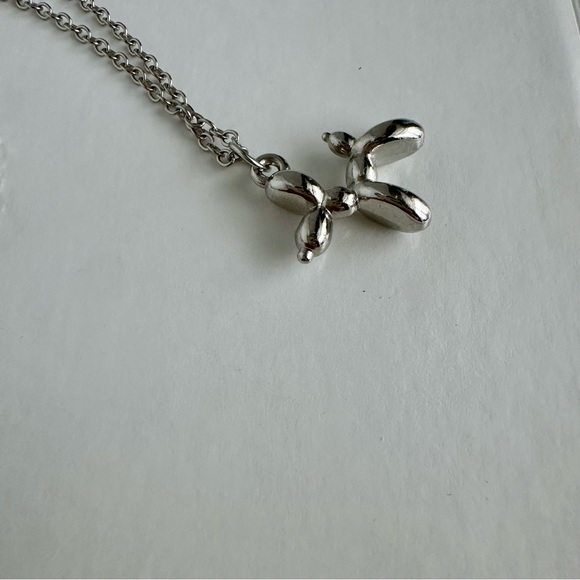 Balloon Dog Necklace Pendant w 17” Silver Adjustable Chain, Koons - Picture 7 of 7